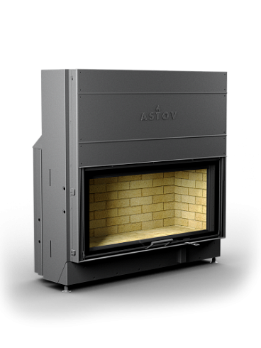 Каминная топка АСТОВ ПС 12057 - ТОПКА ПОДОВАЯ С ПРЯМЫМ СТЕКЛОМ И ПОДЪЕМНЫМ МЕХАНИЗМОМ ДВЕРЦЫ