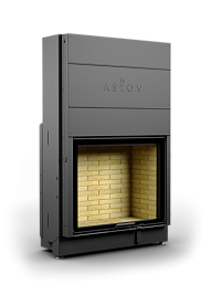 Каминная топка АСТОВ ПС 9074 - ТОПКА ПОДОВАЯ С ПРЯМЫМ СТЕКЛОМ И ПОДЪЕМНЫМ МЕХАНИЗМОМ ДВЕРЦЫ