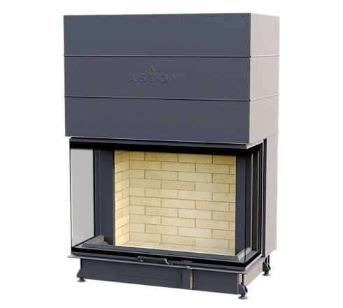 Каминная топка П3С 11074 - ТОПКА ПОДОВАЯ 3 СТЕКЛА (П-образная) И ПОДЪЕМНЫМ МЕХАНИЗМОМ ДВЕРЦЫ