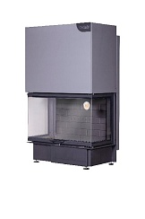 Каминная топка Экокамин ДЕЛЬТА 1000 PВ три стекла подовое горение принтинг черный шамот