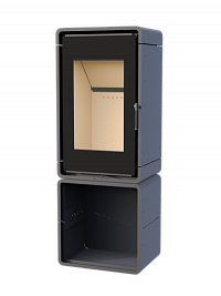 Печь-камин Астов Куб (ПК 4581) мет. на дровнике